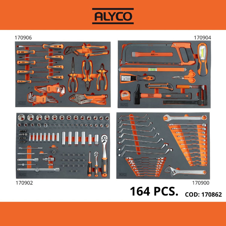 Carro Metálico con 162 Herramientas de 6 cajones Alyco 170862
