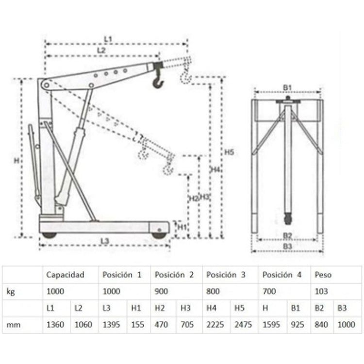 Grúa 1.000 kg para pallet europeo. 10270-P