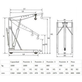 Grúa 1.000 kg para pallet europeo. 10270-P