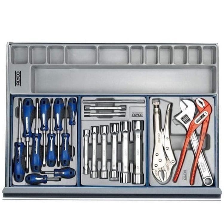 Carro Metálico de 7 Cajones con 253 Herramientas de Alyco.